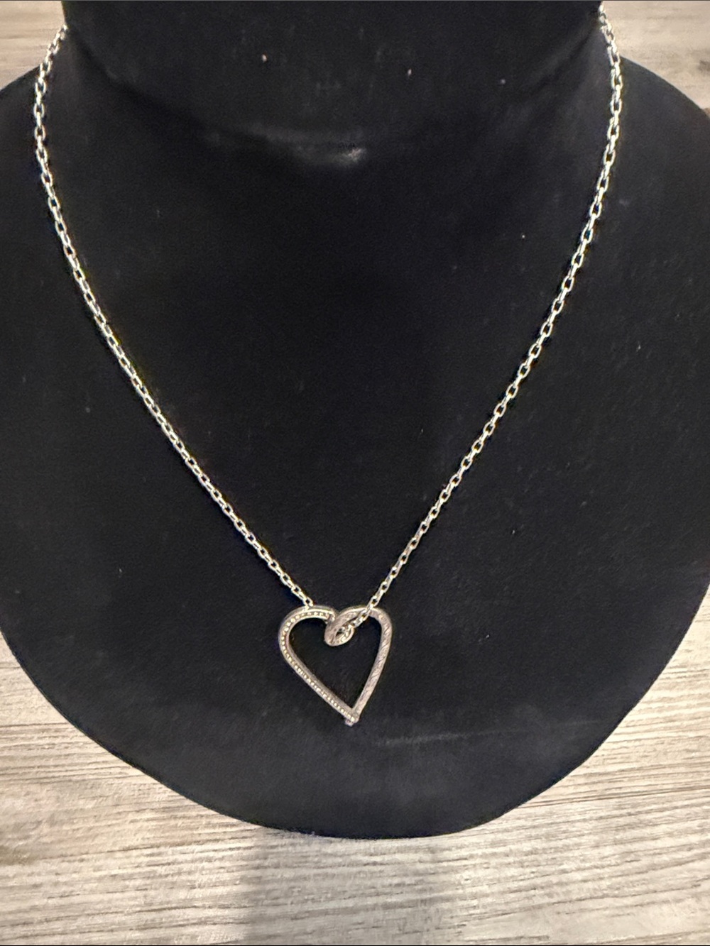 Brighton Silver Open Heart Necklace with Sparkle Accents